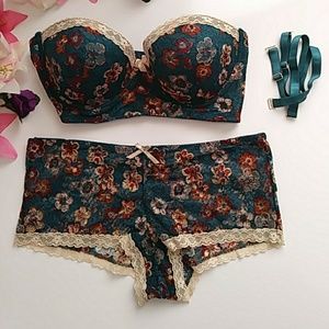 Black Fuchsia Convertible Floral BraSet